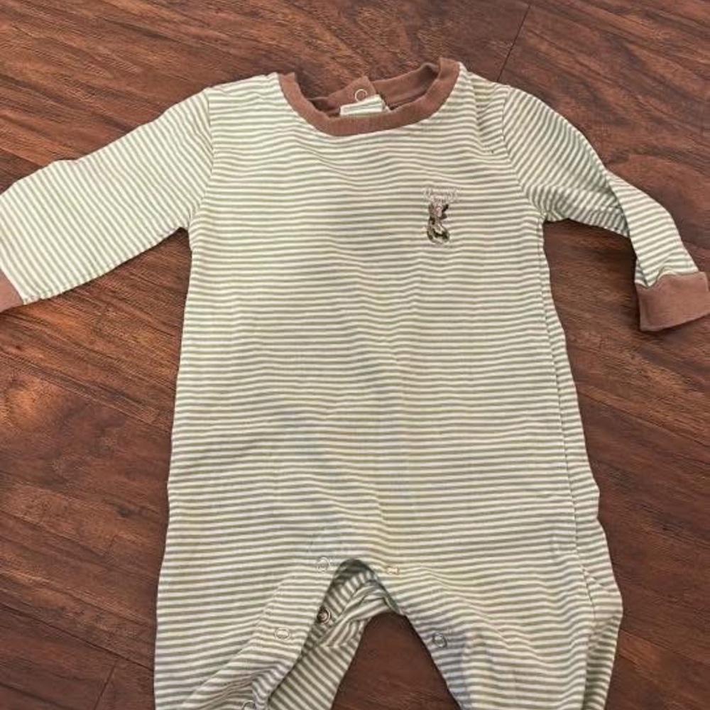 Striped Green & Brown Baby One-Piece Romper